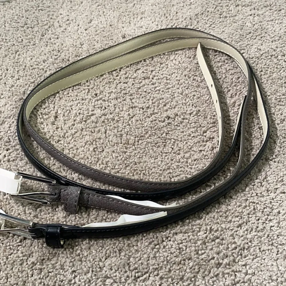 Women’s Belts 2pack 1 Black & 1 Gray with Silver Buckles XL NWT